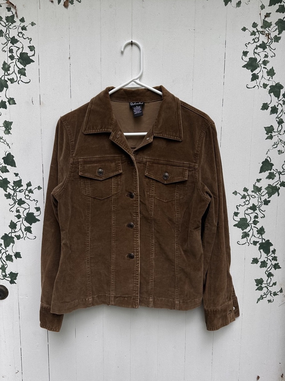 Vintage 90’s 97% Cotton Corduroy Brown Button-Front Jacket Size 8 by Rafaella